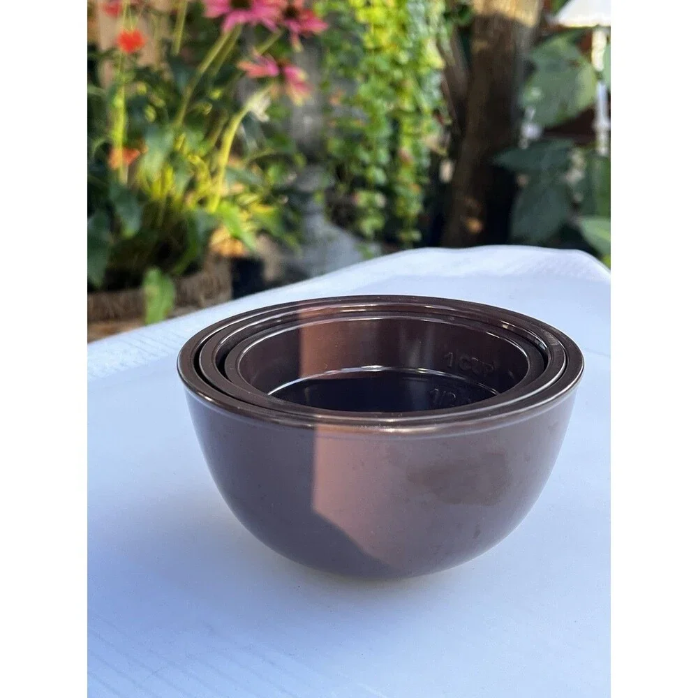 Melamine Nesting Measuring Prep Bowl Set 3 Brown Kitchen Mixing Bowls 2 Cup